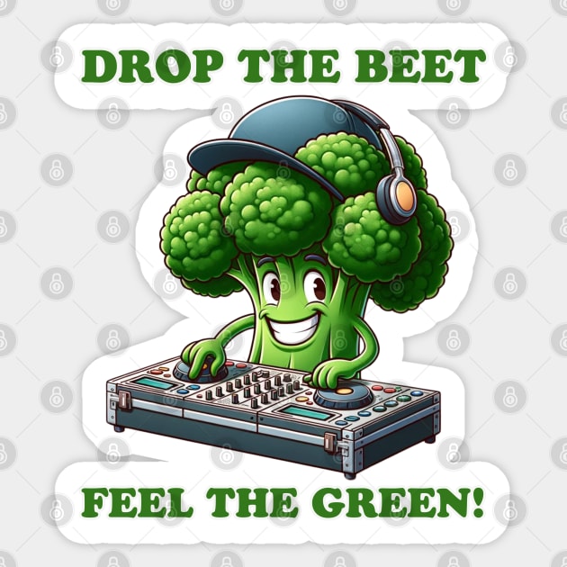 Broccoli Beats: DJ Veggie Spinner Sticker by vk09design